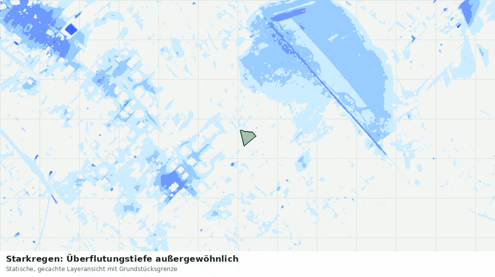 Statische Kartenansicht: Starkregen: Überflutungstiefe außergewöhnlich