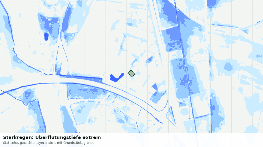 Statische Kartenansicht: Starkregen: Überflutungstiefe extrem