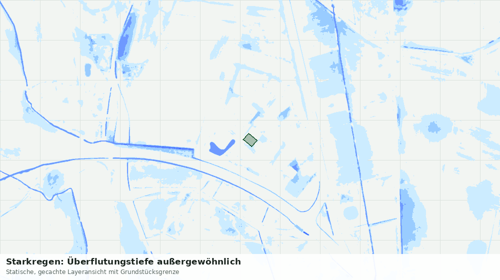 Statische Kartenansicht: Starkregen: Überflutungstiefe außergewöhnlich