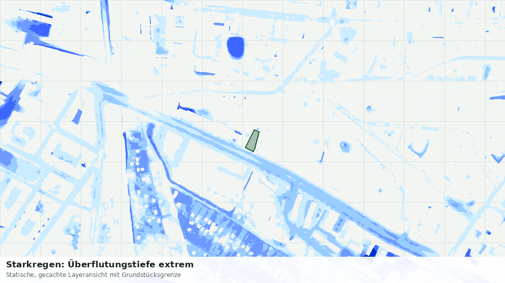 Statische Kartenansicht: Starkregen: Überflutungstiefe extrem