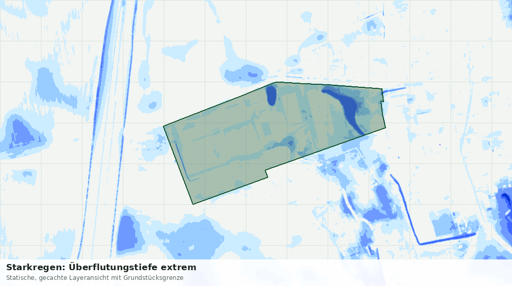 Statische Kartenansicht: Starkregen: Überflutungstiefe extrem