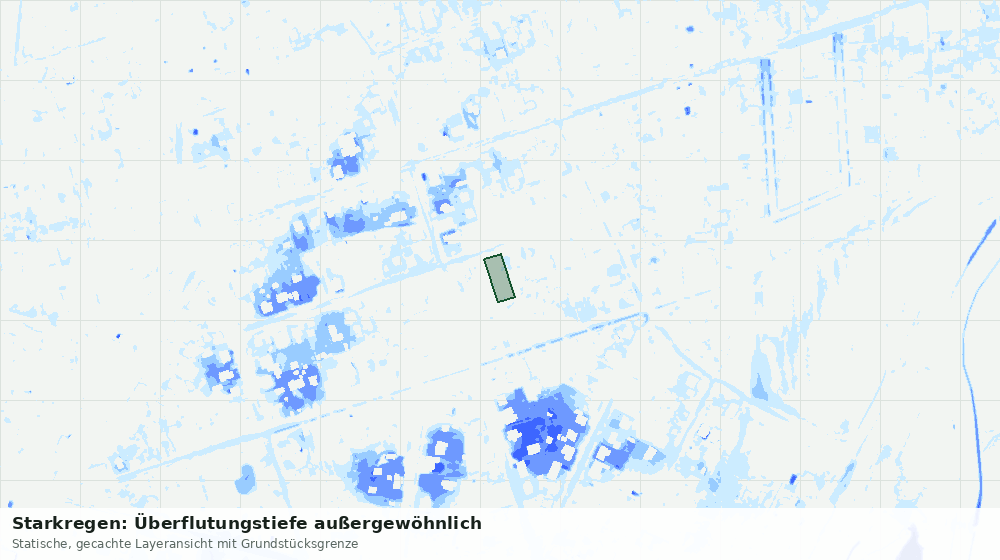 Statische Kartenansicht: Starkregen: Überflutungstiefe außergewöhnlich