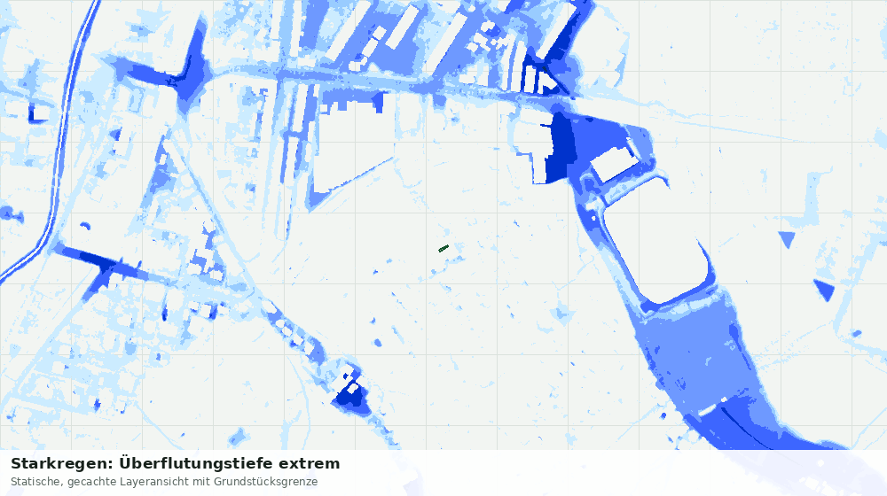 Statische Kartenansicht: Starkregen: Überflutungstiefe extrem