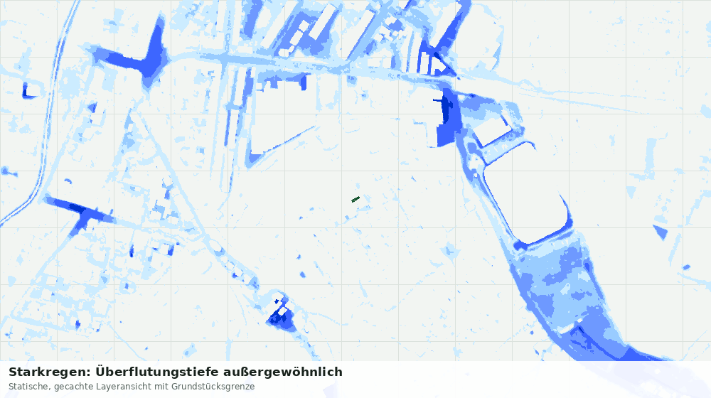 Statische Kartenansicht: Starkregen: Überflutungstiefe außergewöhnlich
