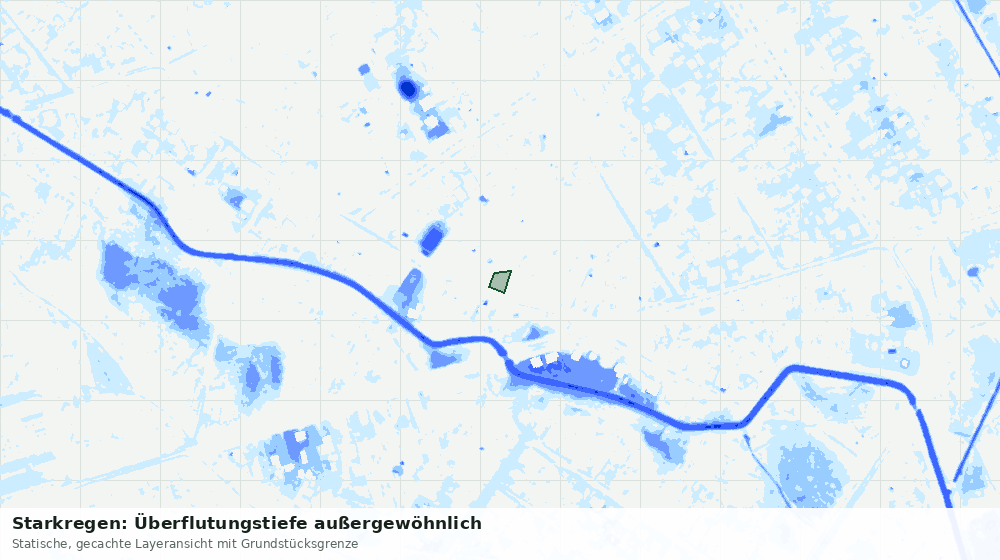 Statische Kartenansicht: Starkregen: Überflutungstiefe außergewöhnlich