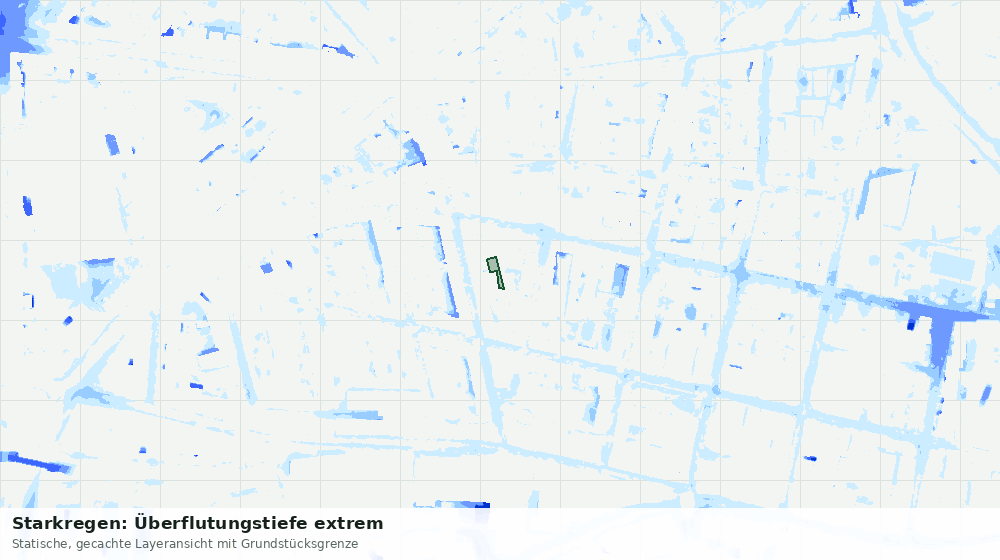 Statische Kartenansicht: Starkregen: Überflutungstiefe extrem
