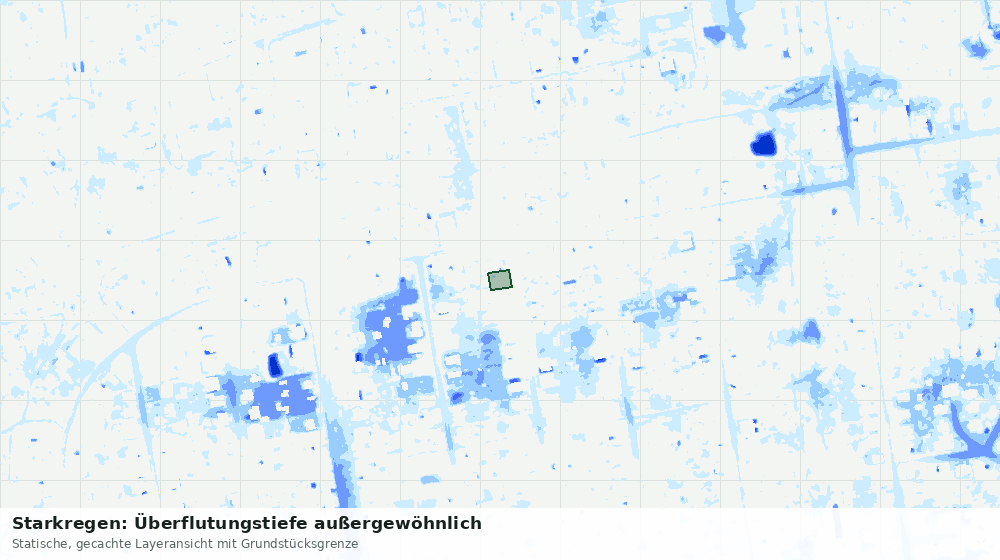 Statische Kartenansicht: Starkregen: Überflutungstiefe außergewöhnlich