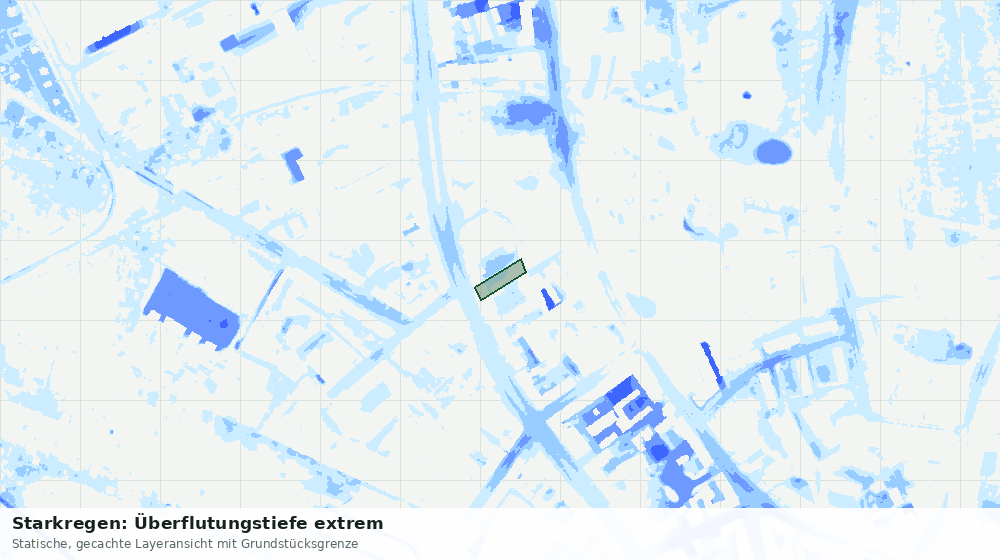 Statische Kartenansicht: Starkregen: Überflutungstiefe extrem