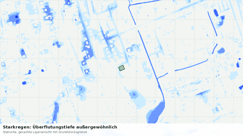 Statische Kartenansicht: Starkregen: Überflutungstiefe außergewöhnlich