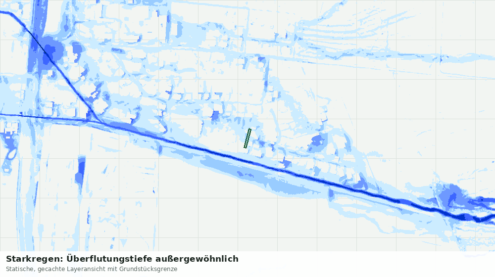 Statische Kartenansicht: Starkregen: Überflutungstiefe außergewöhnlich