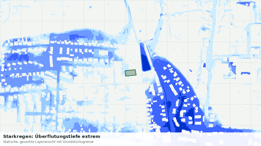 Statische Kartenansicht: Starkregen: Überflutungstiefe extrem