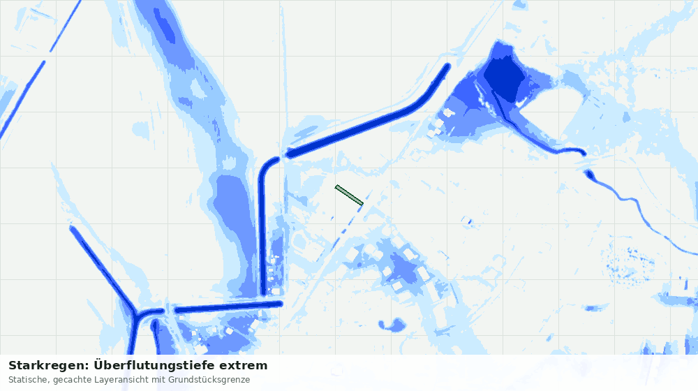 Statische Kartenansicht: Starkregen: Überflutungstiefe extrem