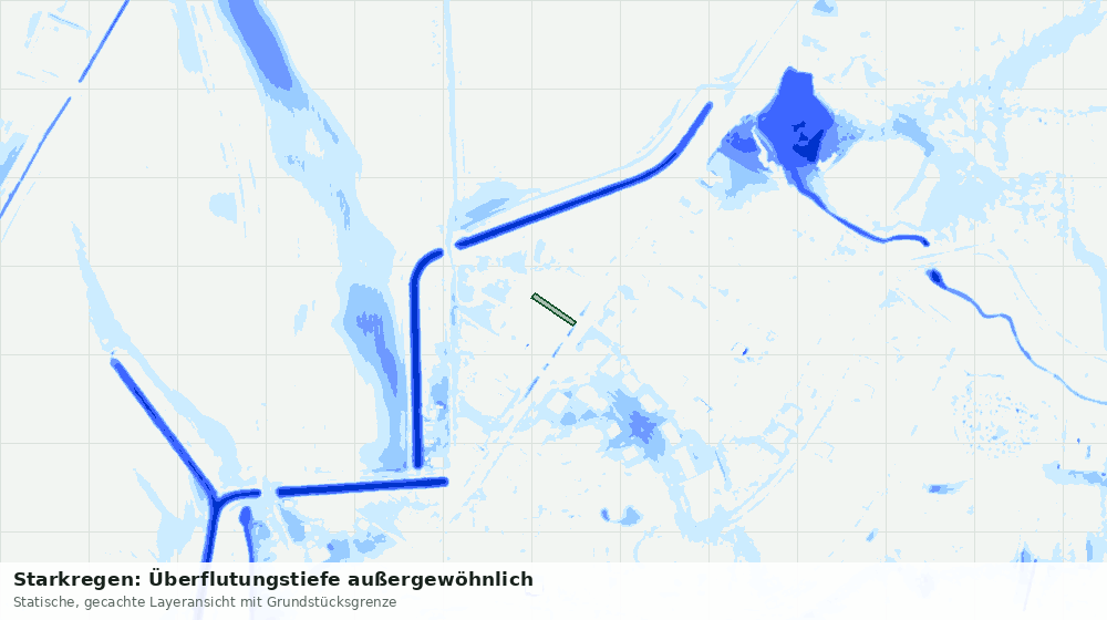 Statische Kartenansicht: Starkregen: Überflutungstiefe außergewöhnlich