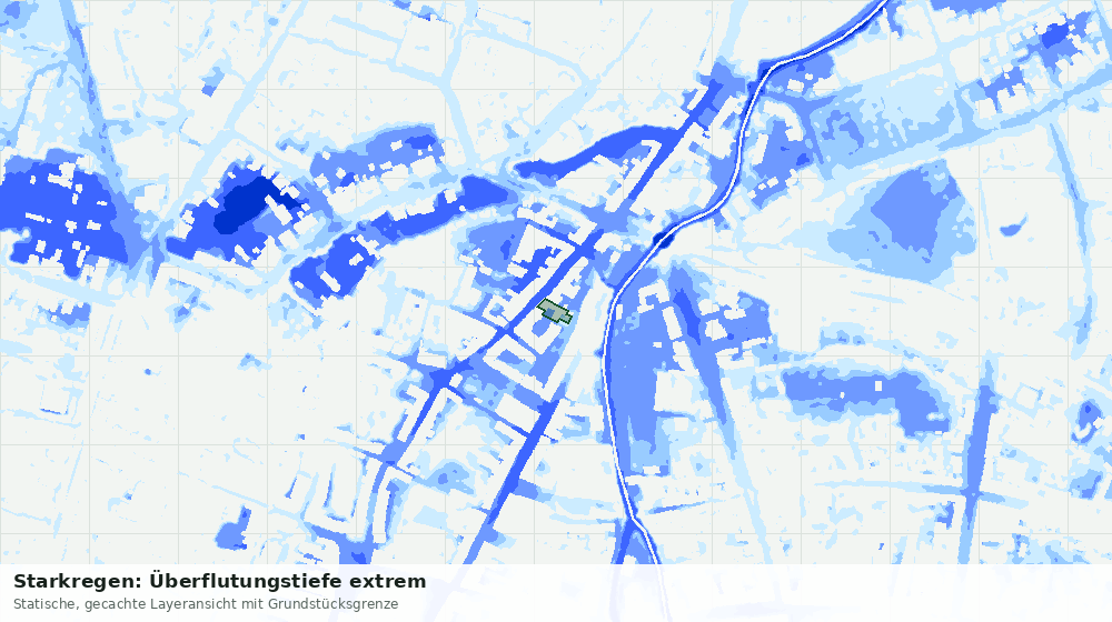 Statische Kartenansicht: Starkregen: Überflutungstiefe extrem