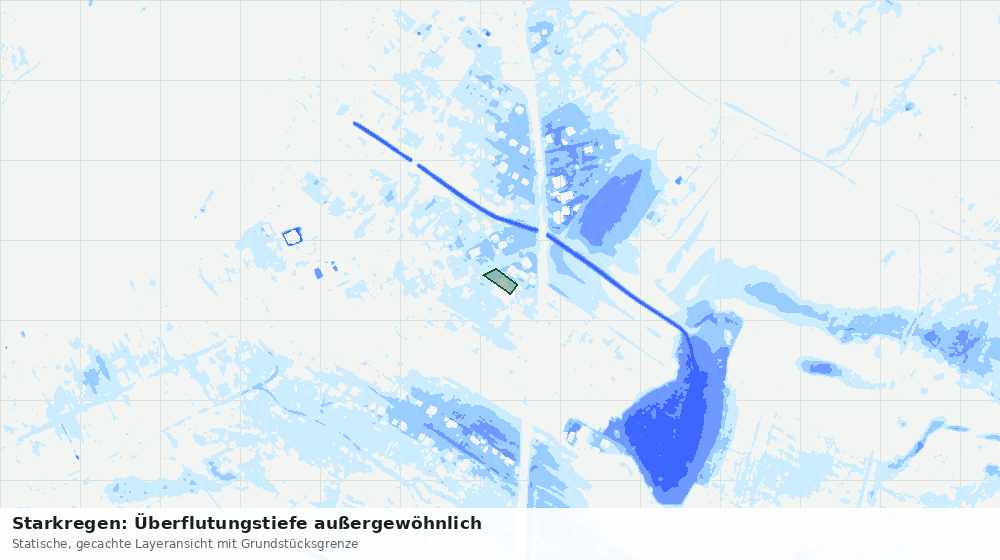 Statische Kartenansicht: Starkregen: Überflutungstiefe außergewöhnlich