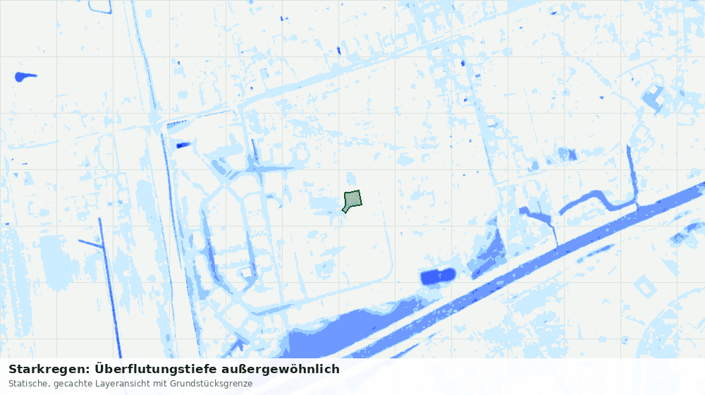 Statische Kartenansicht: Starkregen: Überflutungstiefe außergewöhnlich