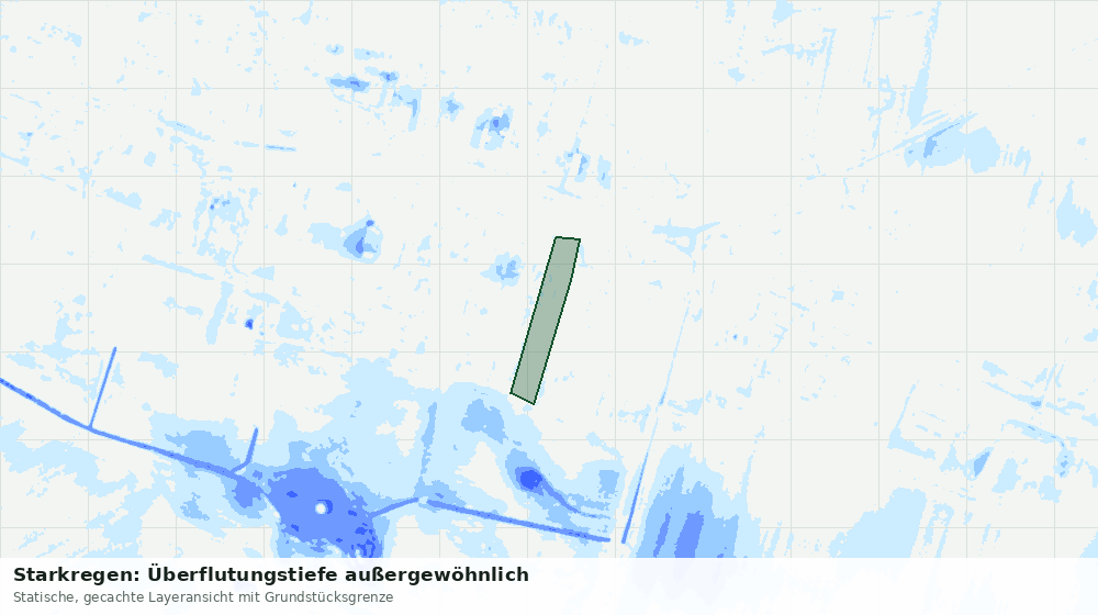 Statische Kartenansicht: Starkregen: Überflutungstiefe außergewöhnlich