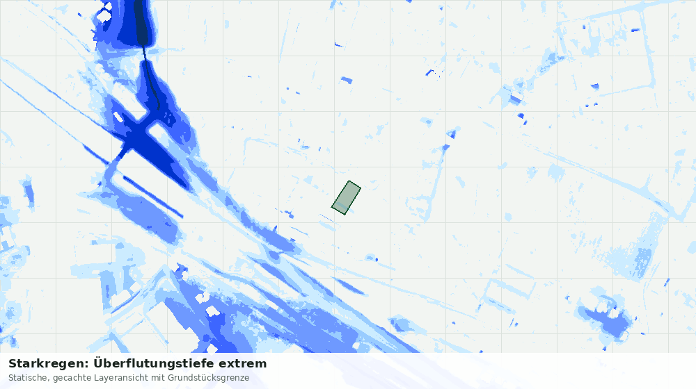 Statische Kartenansicht: Starkregen: Überflutungstiefe extrem