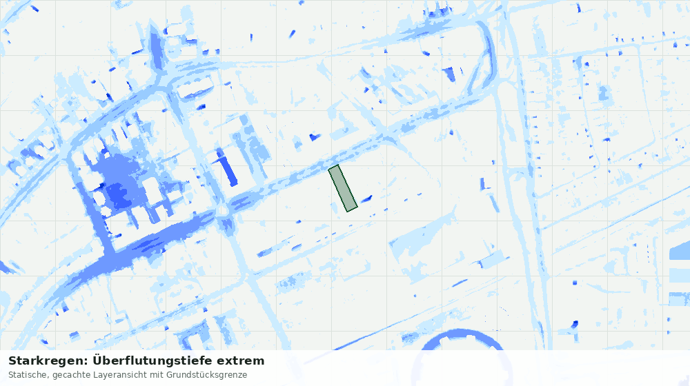 Statische Kartenansicht: Starkregen: Überflutungstiefe extrem