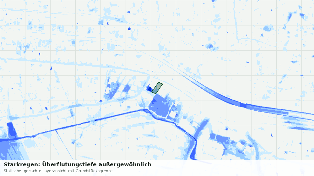 Statische Kartenansicht: Starkregen: Überflutungstiefe außergewöhnlich
