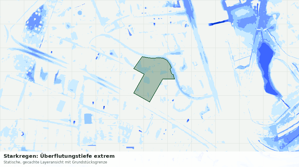 Statische Kartenansicht: Starkregen: Überflutungstiefe extrem