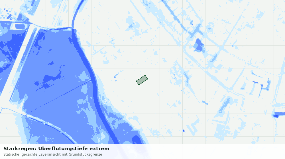 Statische Kartenansicht: Starkregen: Überflutungstiefe extrem