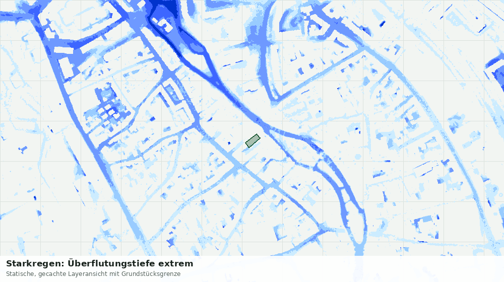 Statische Kartenansicht: Starkregen: Überflutungstiefe extrem