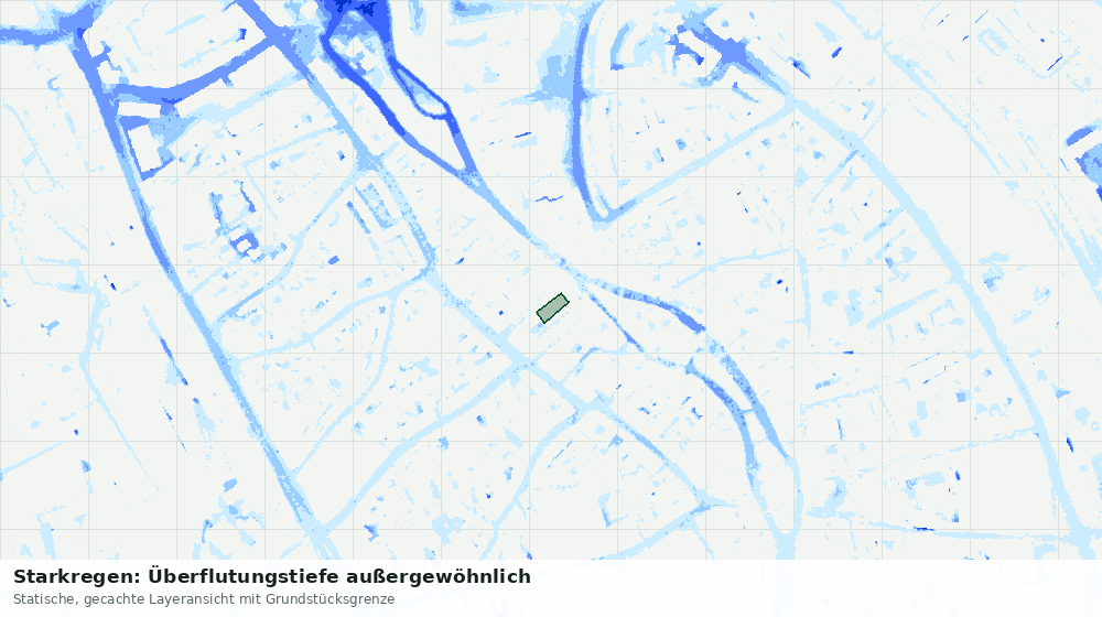 Statische Kartenansicht: Starkregen: Überflutungstiefe außergewöhnlich