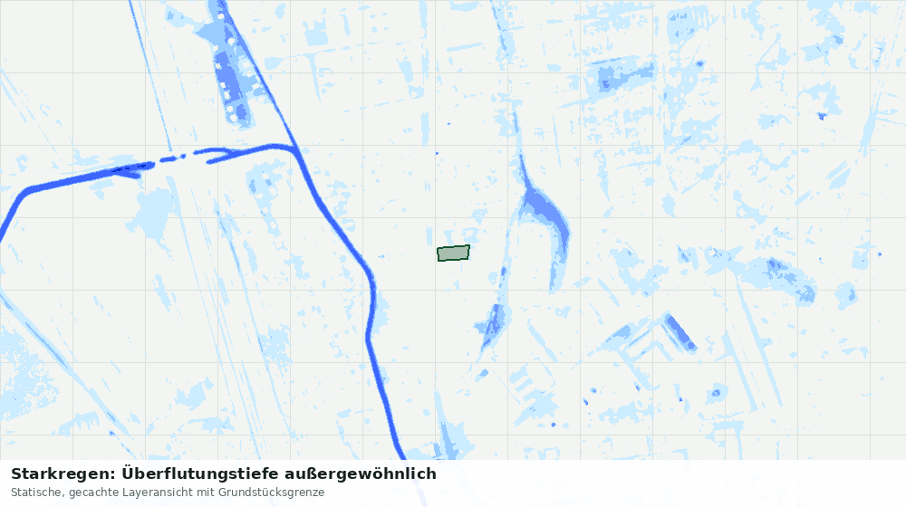 Statische Kartenansicht: Starkregen: Überflutungstiefe außergewöhnlich