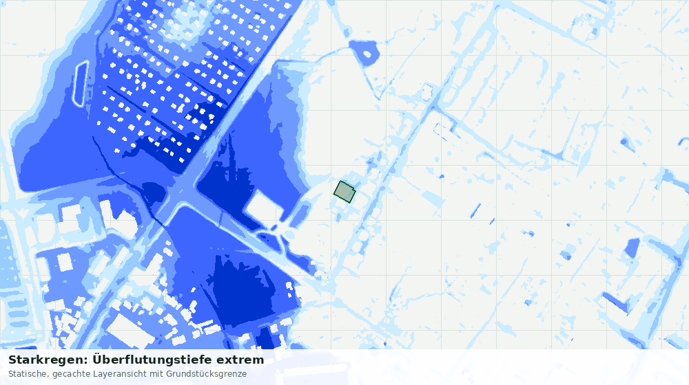 Statische Kartenansicht: Starkregen: Überflutungstiefe extrem