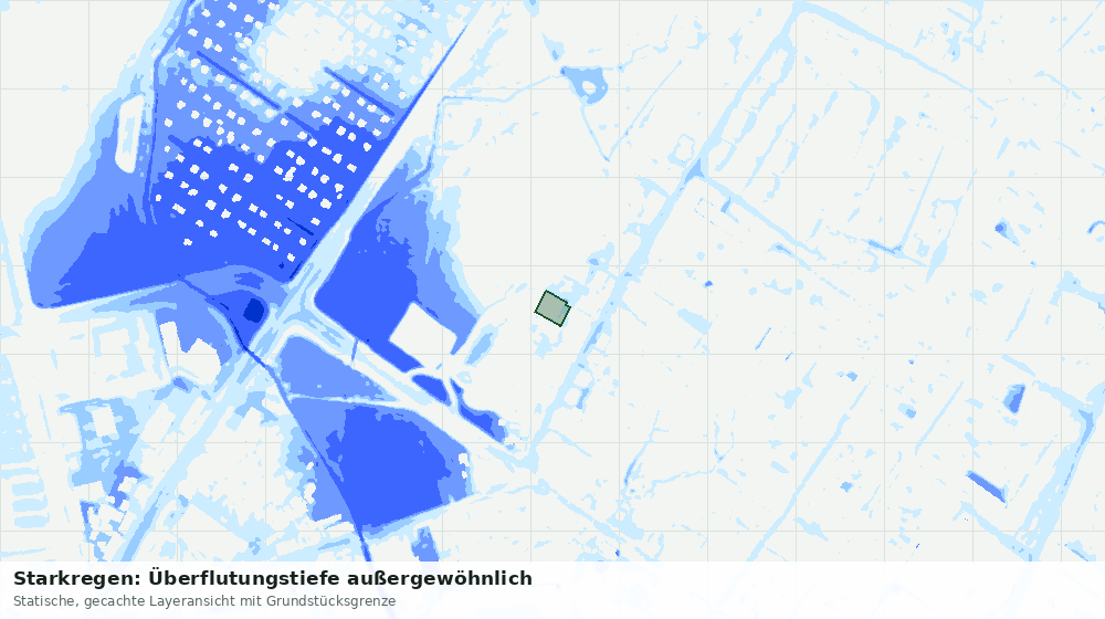 Statische Kartenansicht: Starkregen: Überflutungstiefe außergewöhnlich