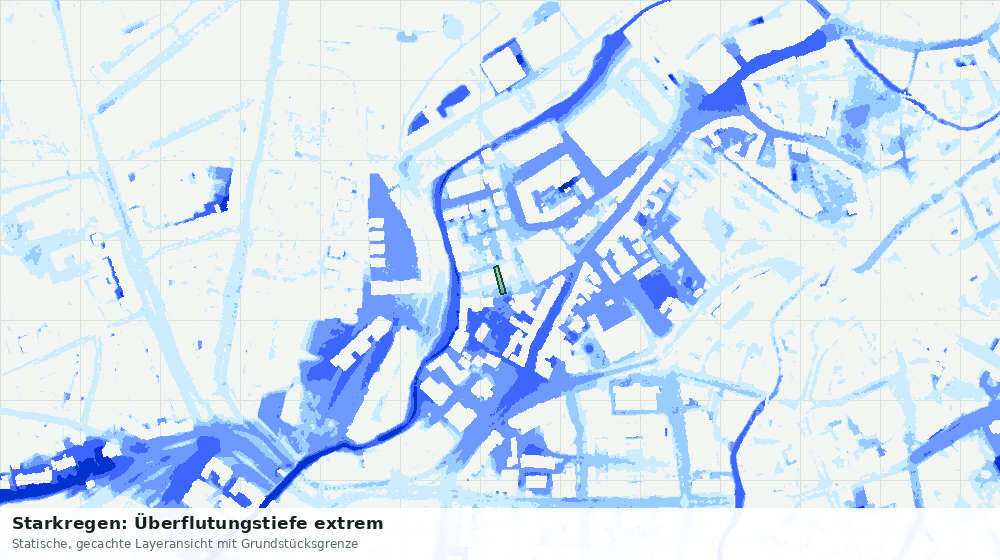 Statische Kartenansicht: Starkregen: Überflutungstiefe extrem