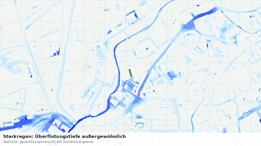Statische Kartenansicht: Starkregen: Überflutungstiefe außergewöhnlich