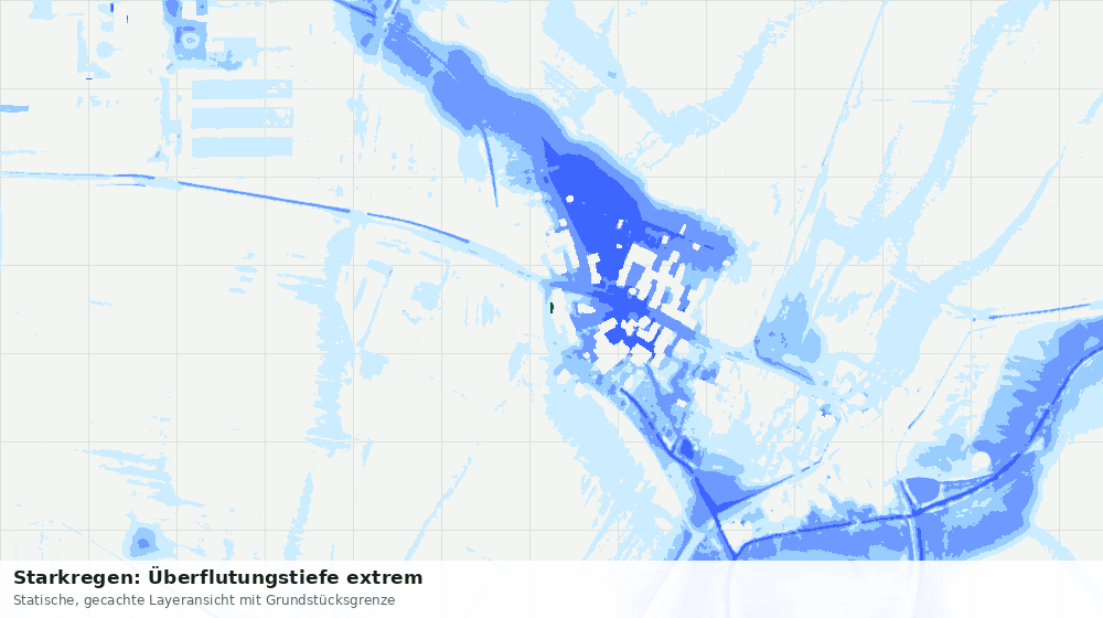 Statische Kartenansicht: Starkregen: Überflutungstiefe extrem