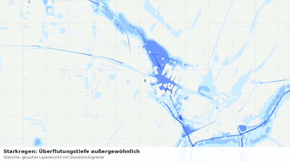 Statische Kartenansicht: Starkregen: Überflutungstiefe außergewöhnlich