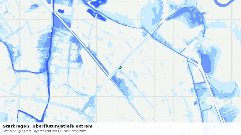 Statische Kartenansicht: Starkregen: Überflutungstiefe extrem