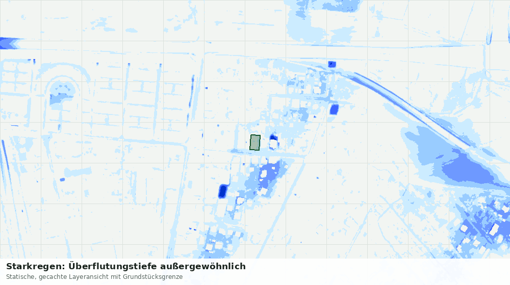 Statische Kartenansicht: Starkregen: Überflutungstiefe außergewöhnlich