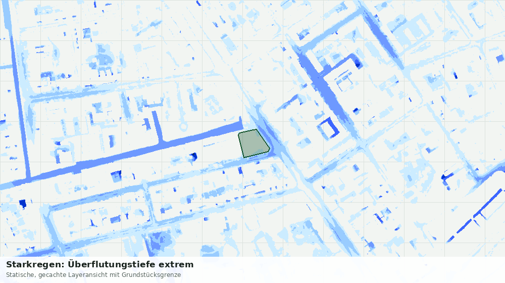 Statische Kartenansicht: Starkregen: Überflutungstiefe extrem