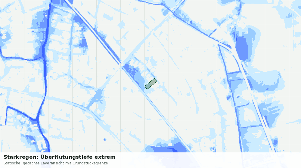 Statische Kartenansicht: Starkregen: Überflutungstiefe extrem