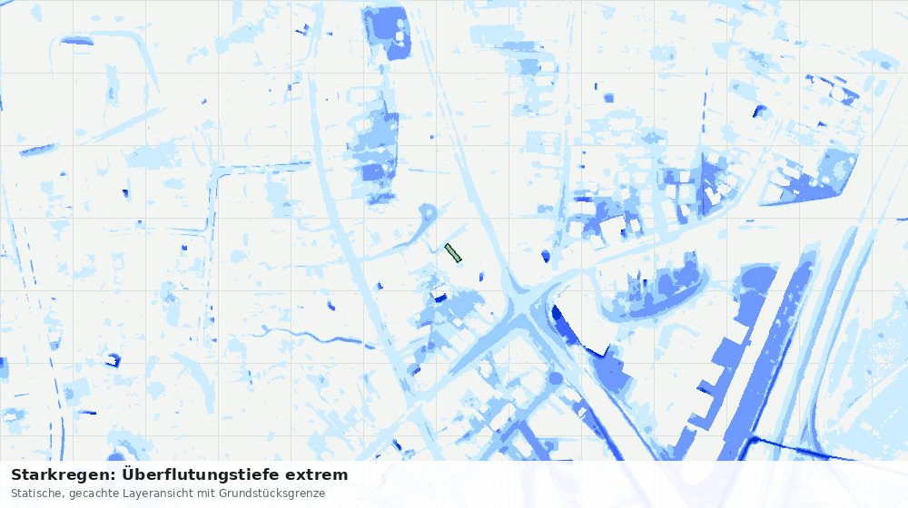 Statische Kartenansicht: Starkregen: Überflutungstiefe extrem