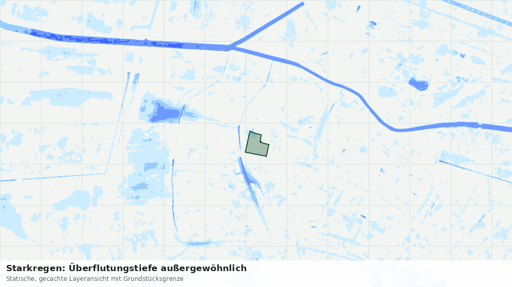 Statische Kartenansicht: Starkregen: Überflutungstiefe außergewöhnlich
