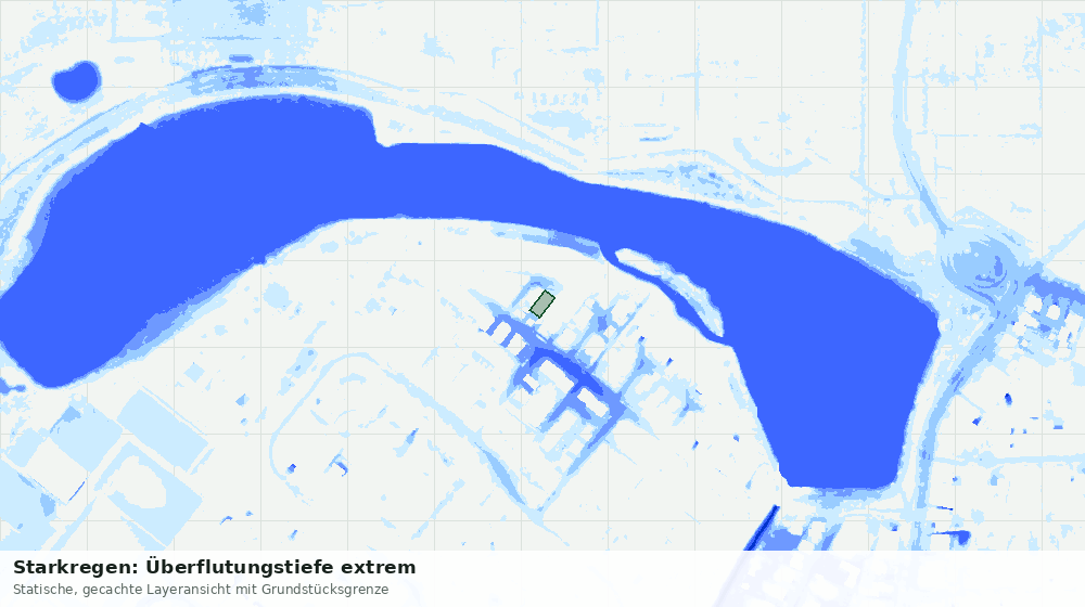 Statische Kartenansicht: Starkregen: Überflutungstiefe extrem