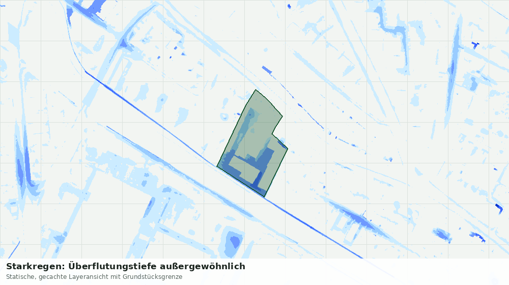 Statische Kartenansicht: Starkregen: Überflutungstiefe außergewöhnlich