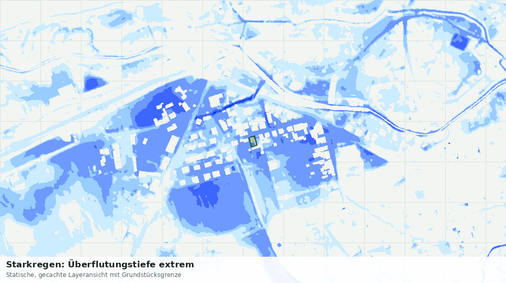 Statische Kartenansicht: Starkregen: Überflutungstiefe extrem