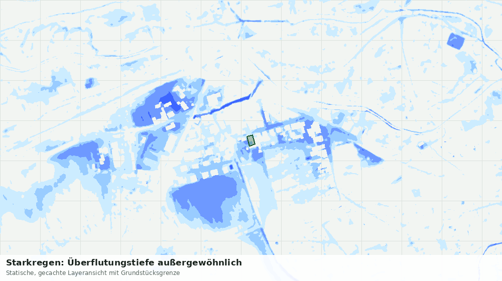 Statische Kartenansicht: Starkregen: Überflutungstiefe außergewöhnlich