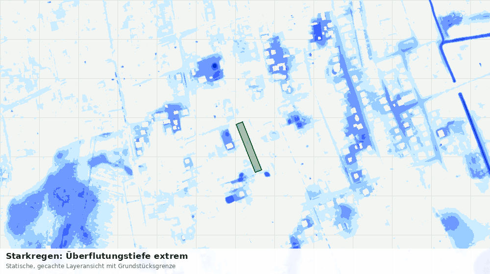 Statische Kartenansicht: Starkregen: Überflutungstiefe extrem