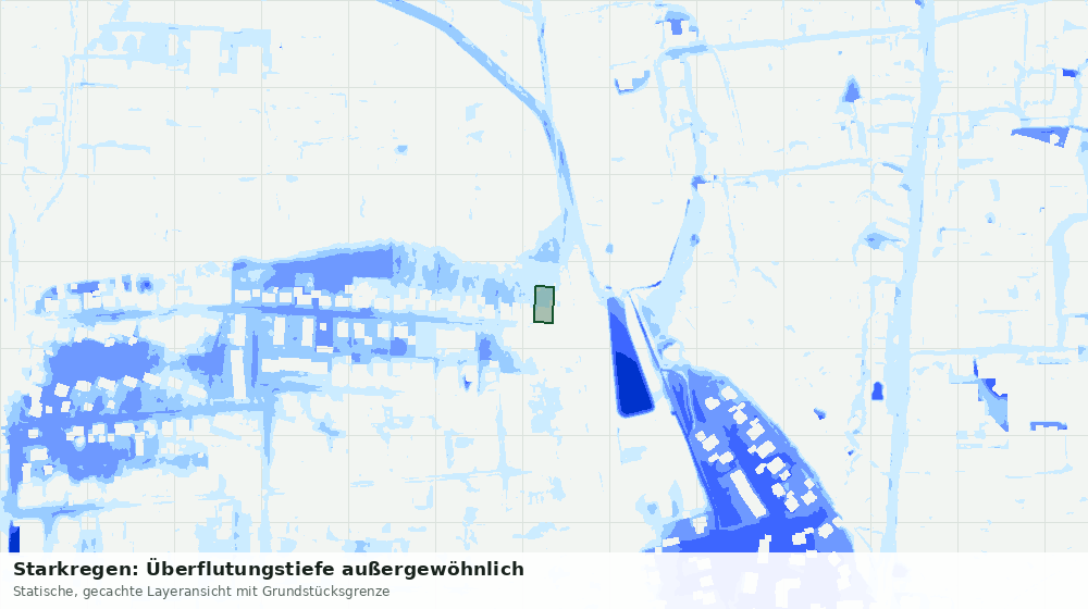 Statische Kartenansicht: Starkregen: Überflutungstiefe außergewöhnlich