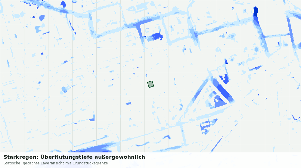 Statische Kartenansicht: Starkregen: Überflutungstiefe außergewöhnlich