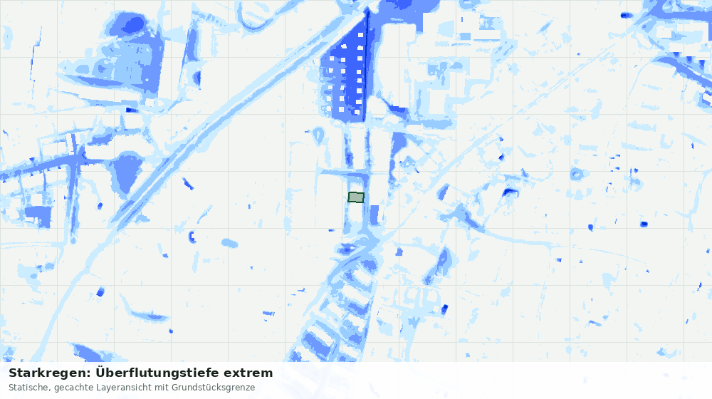 Statische Kartenansicht: Starkregen: Überflutungstiefe extrem