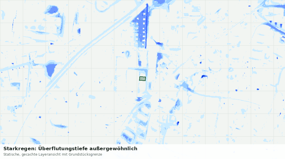 Statische Kartenansicht: Starkregen: Überflutungstiefe außergewöhnlich